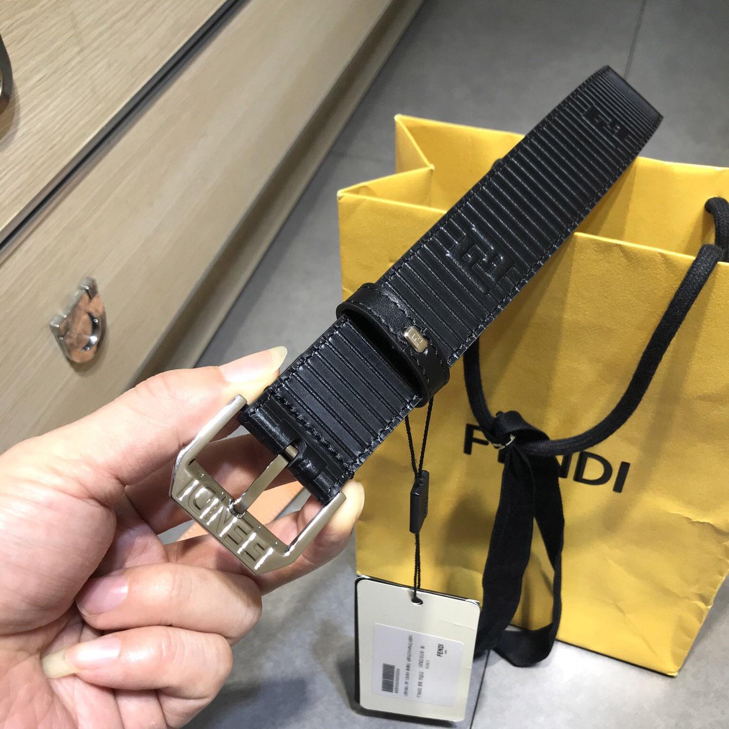 Fendi Black Leather Belt - DesignerGu