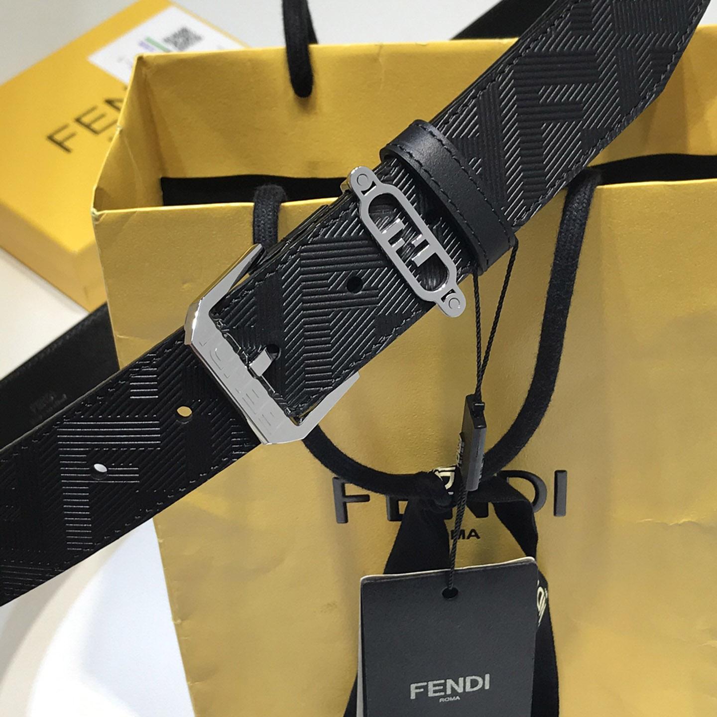 Fendi Edge Black Leather Belt - DesignerGu