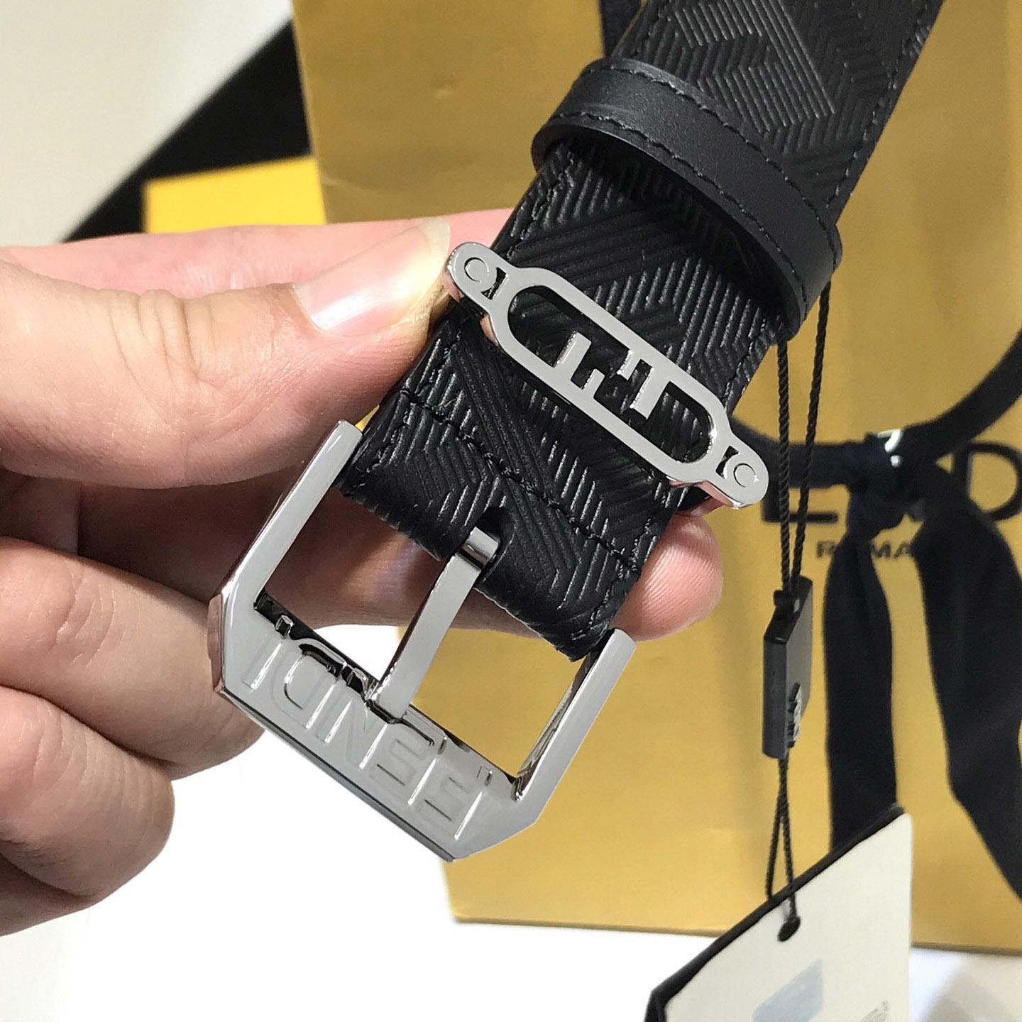 Fendi Edge Black Leather Belt - DesignerGu