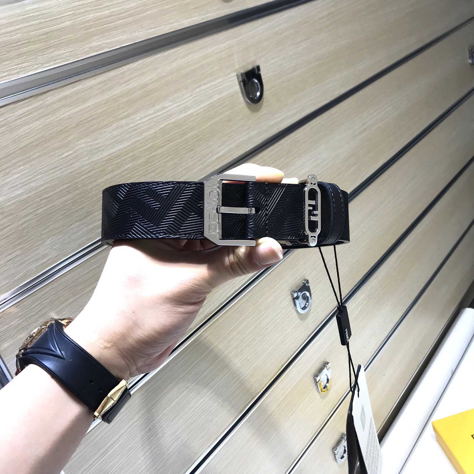 Fendi Edge Black Leather Belt - DesignerGu