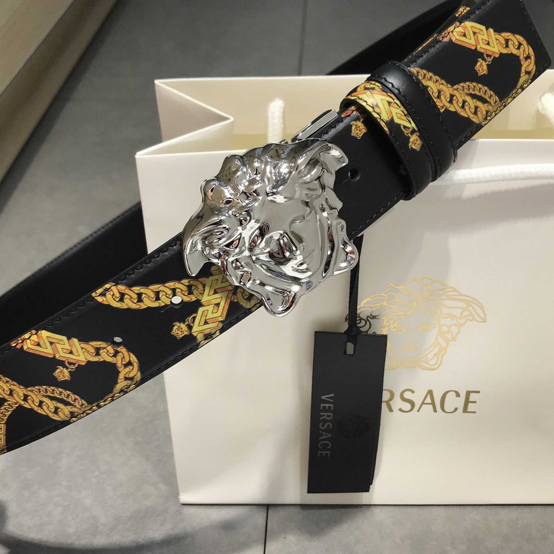 Versace Barocco Reversible Leather Belt  - DesignerGu