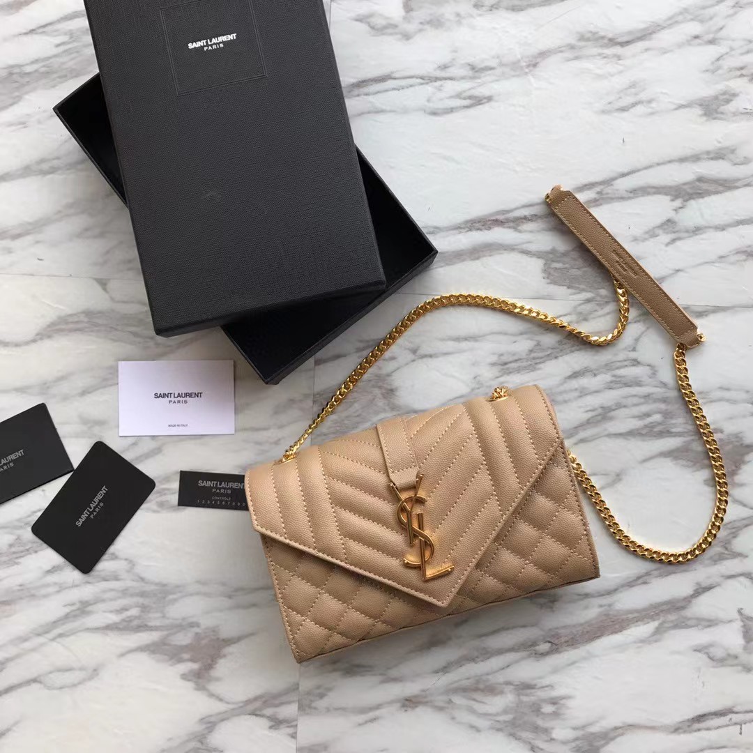 Saint Laurent Envelope Small Bag In Mix Matelasse Grain De Poudre Embossed Leather(21-13-6cm) - DesignerGu