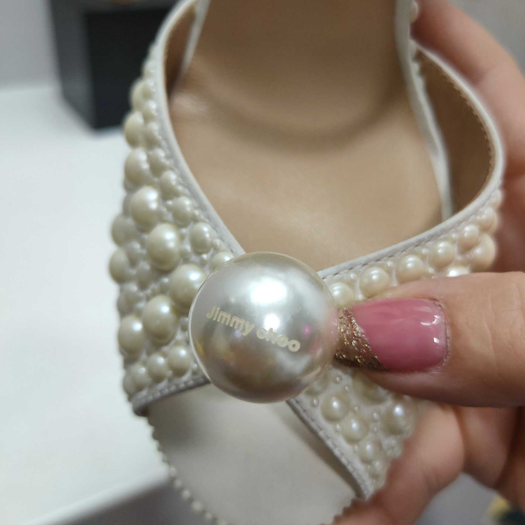 Jimmy Choo Sacaria White Satin Sandals With All-Over Pearl Embellishment - DesignerGu