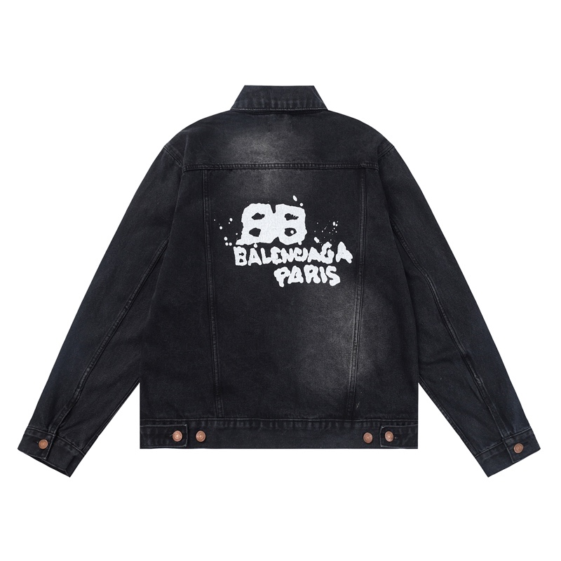 Balenciaga Hand Drawn BB Icon Oversized Jacket In Black - DesignerGu