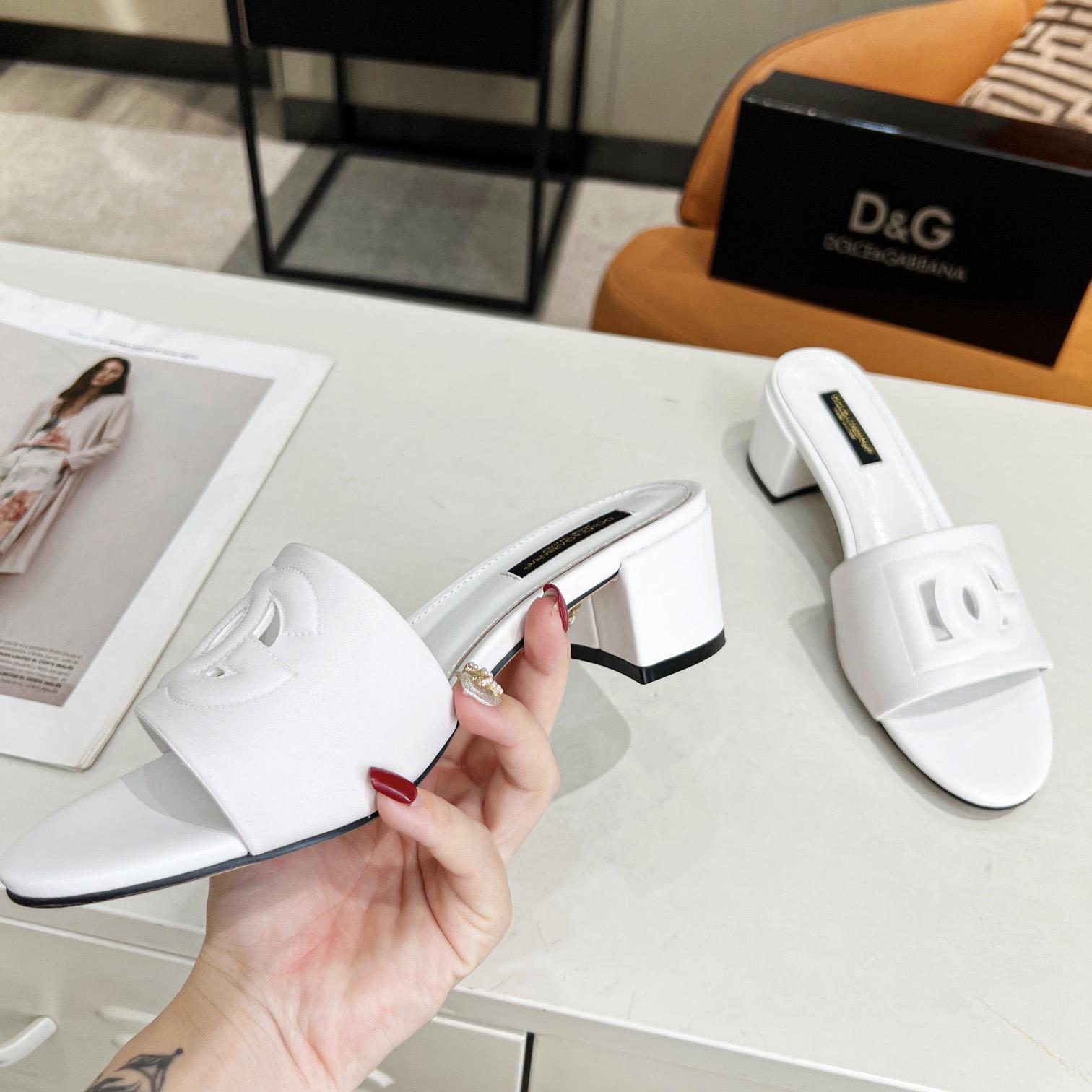 Dolce & Gabbana Calfskin Mules With DG Millennials Logo - DesignerGu