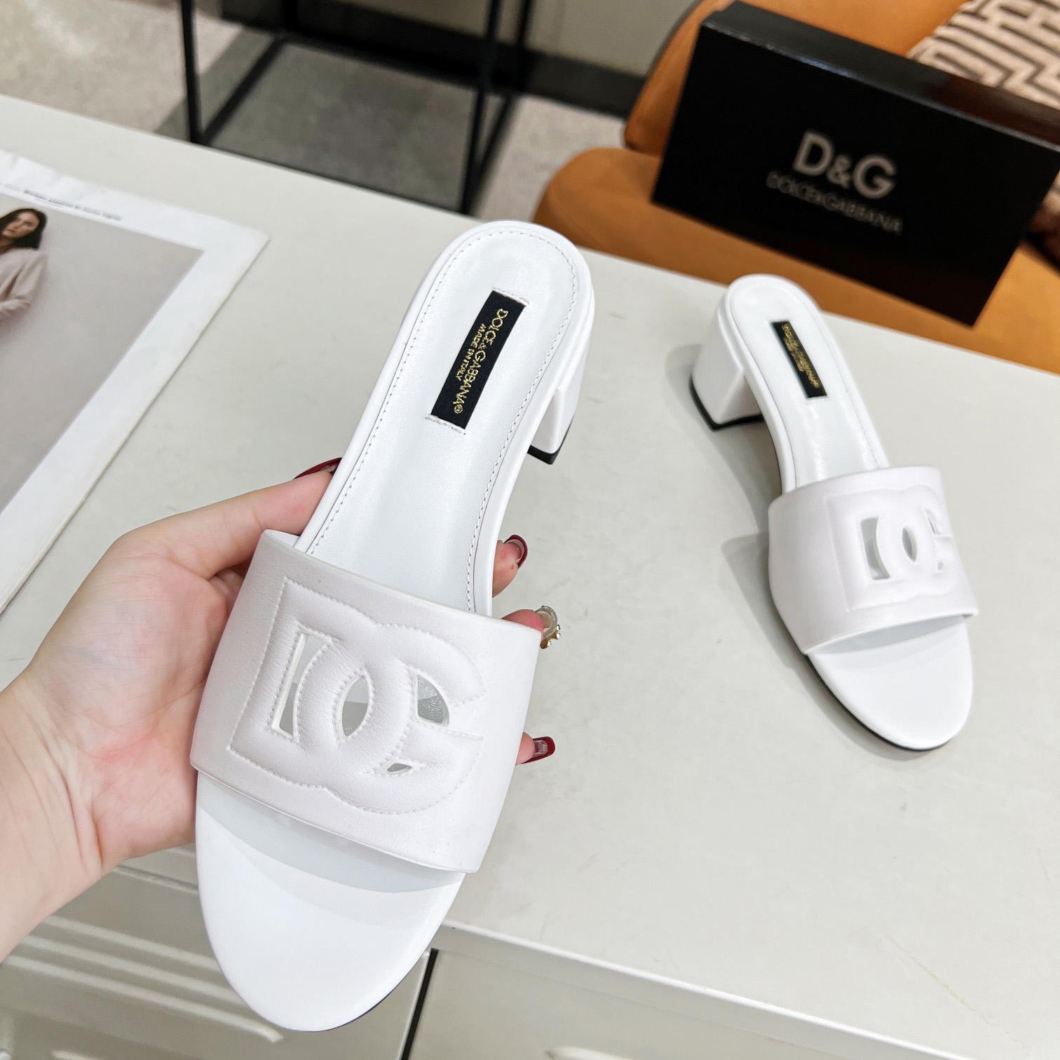 Dolce & Gabbana Calfskin Mules With DG Millennials Logo - DesignerGu