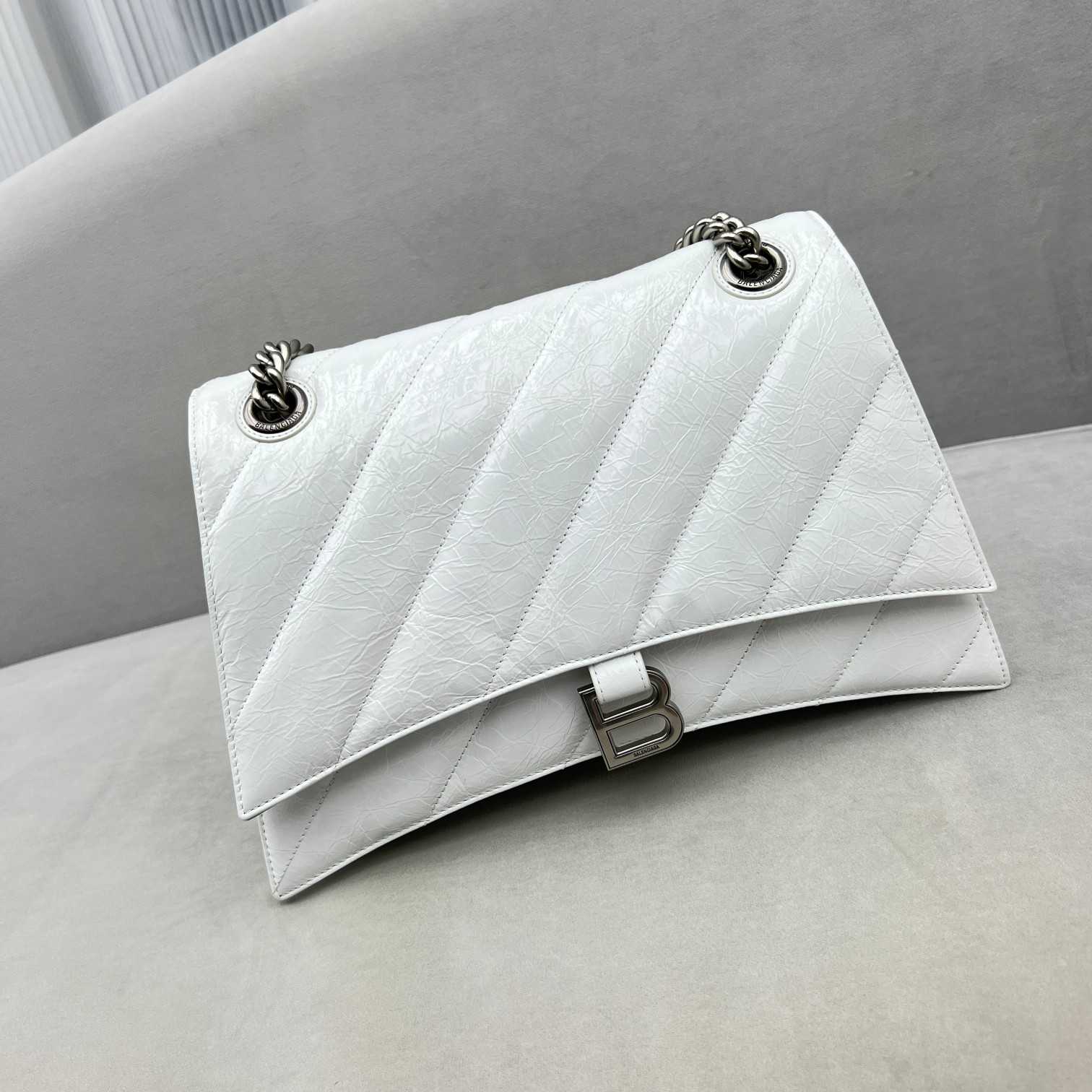 Balenciaga Women's Crush Medium Chain Bag Quilted In Optic White(31-20-12cm) - DesignerGu