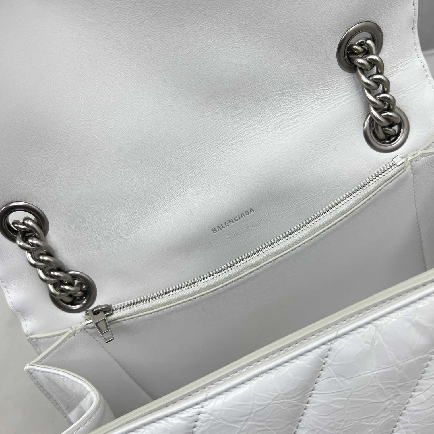 Balenciaga Women's Crush Medium Chain Bag Quilted In Optic White(31-20-12cm) - DesignerGu