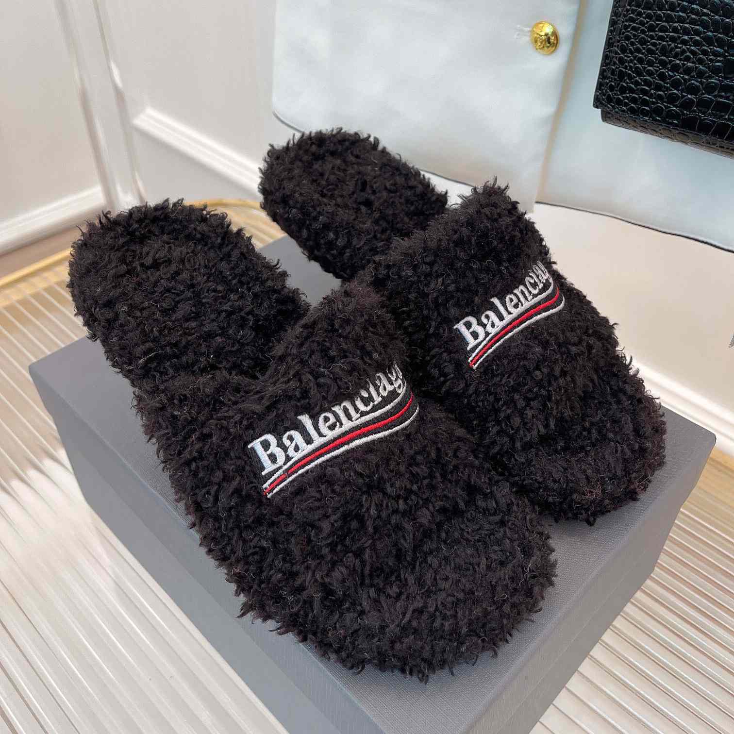 Balenciaga Furry Sandals - DesignerGu