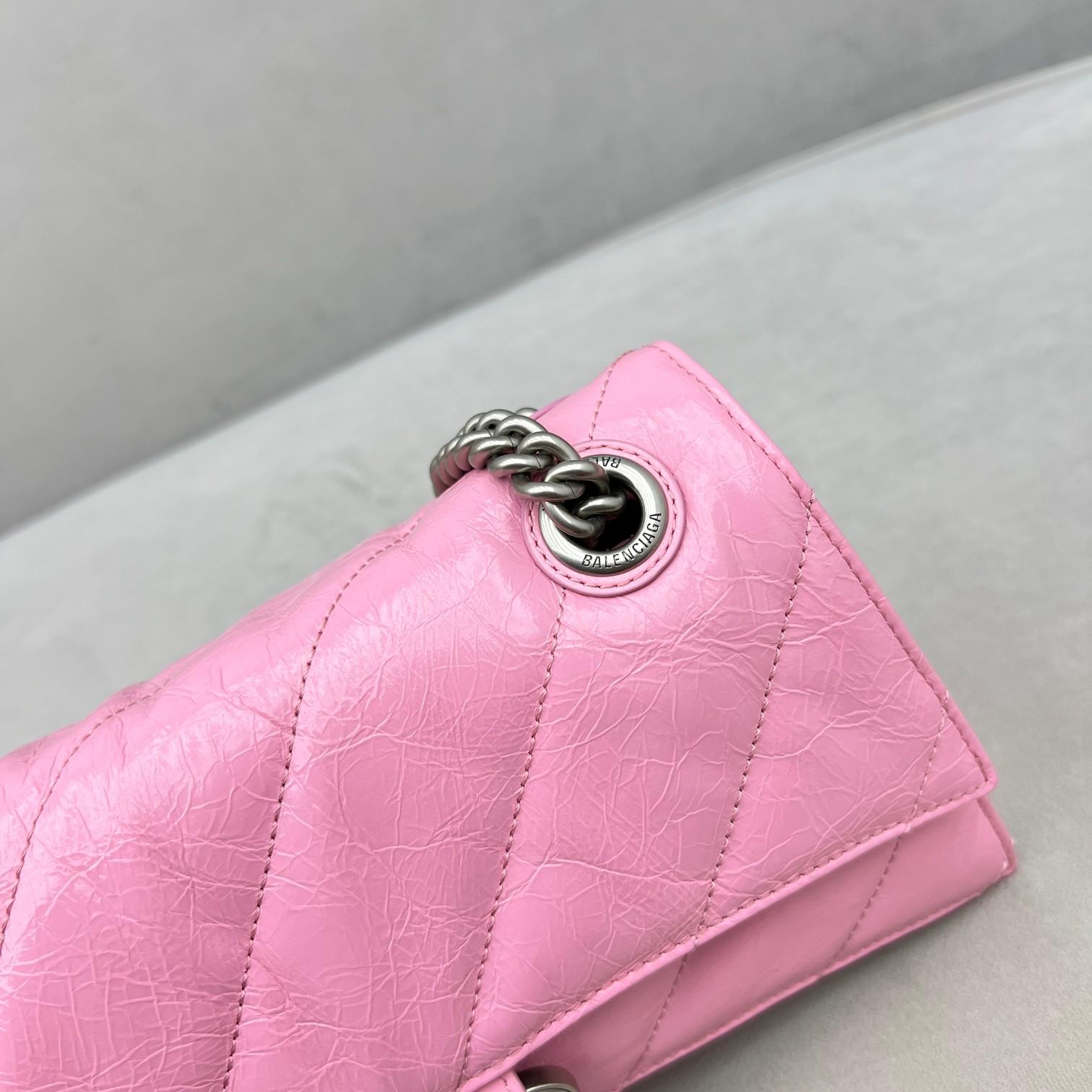 Balenciaga Women's Crush Small Chain Bag Quilted In Pink(25-15-9.5cm) - DesignerGu