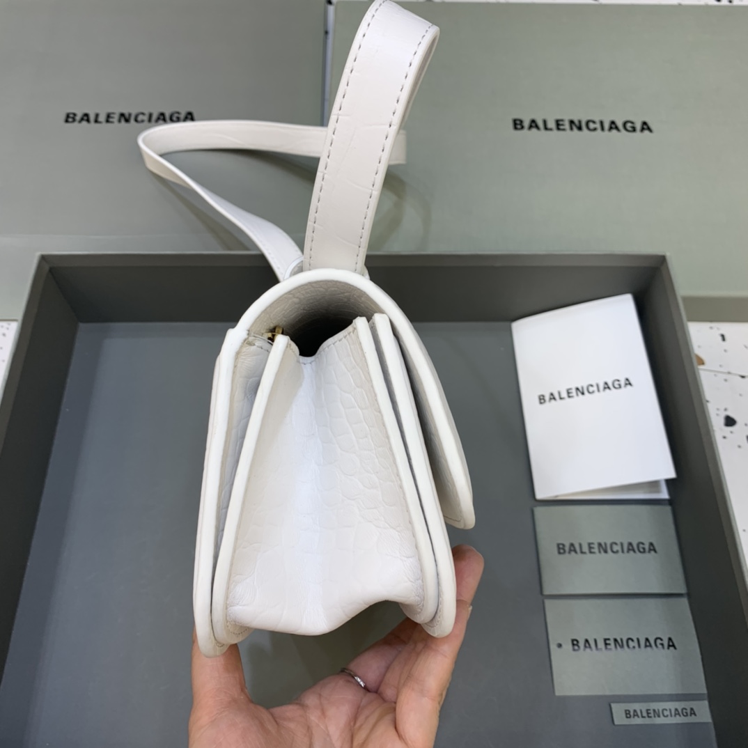 Balenciaga Women's Gossip Small Bag In Stripe Embossed Calfskin In White(23.5-12.4-10.4cm) - DesignerGu