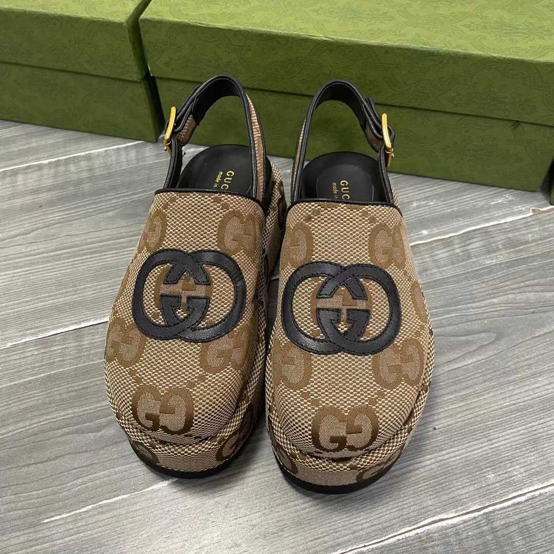 Gucci Maxi GG Canvas Platform Clogs - DesignerGu