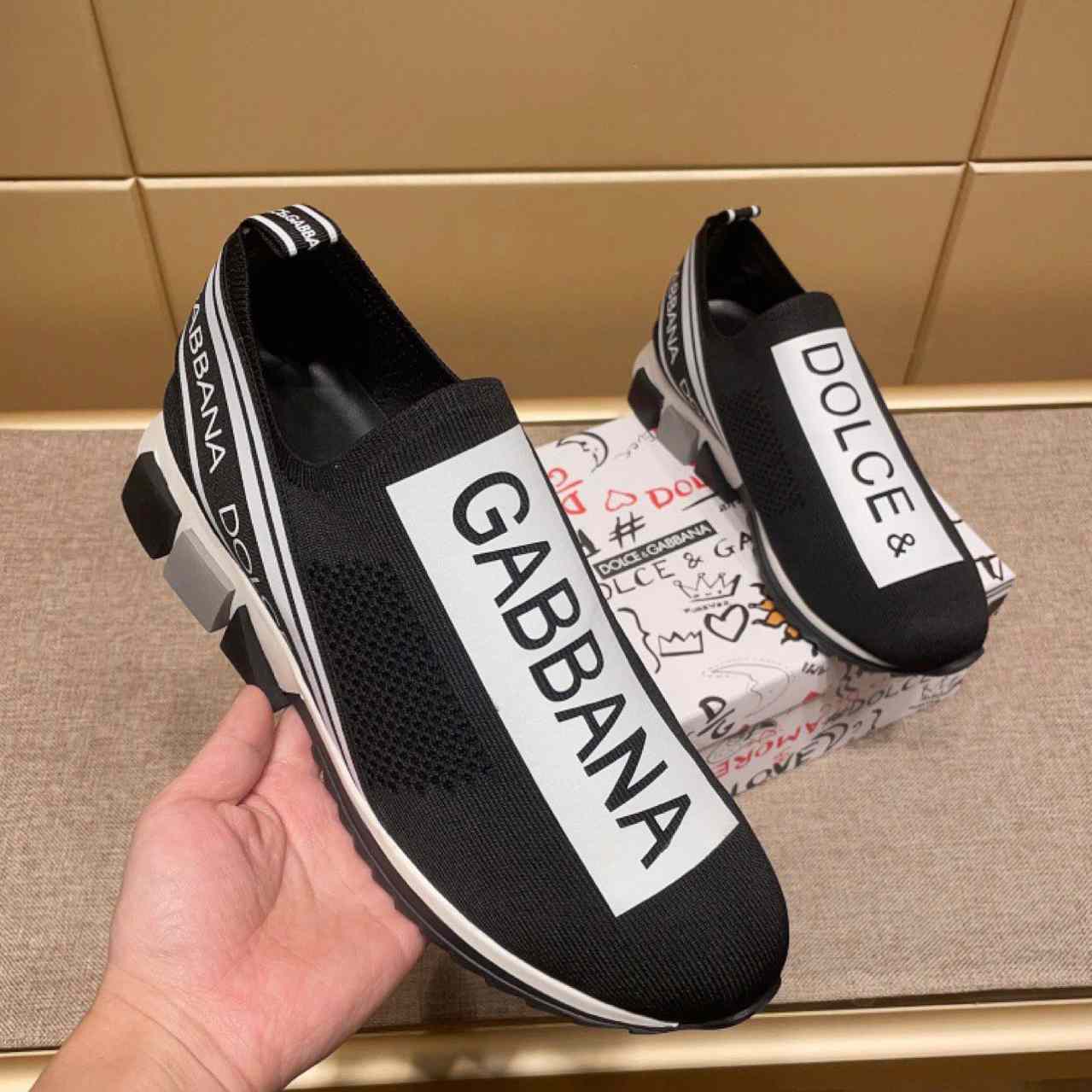 Dolce & Gabbana Stretch Jersey Sorrento Sneakers With Logo - DesignerGu