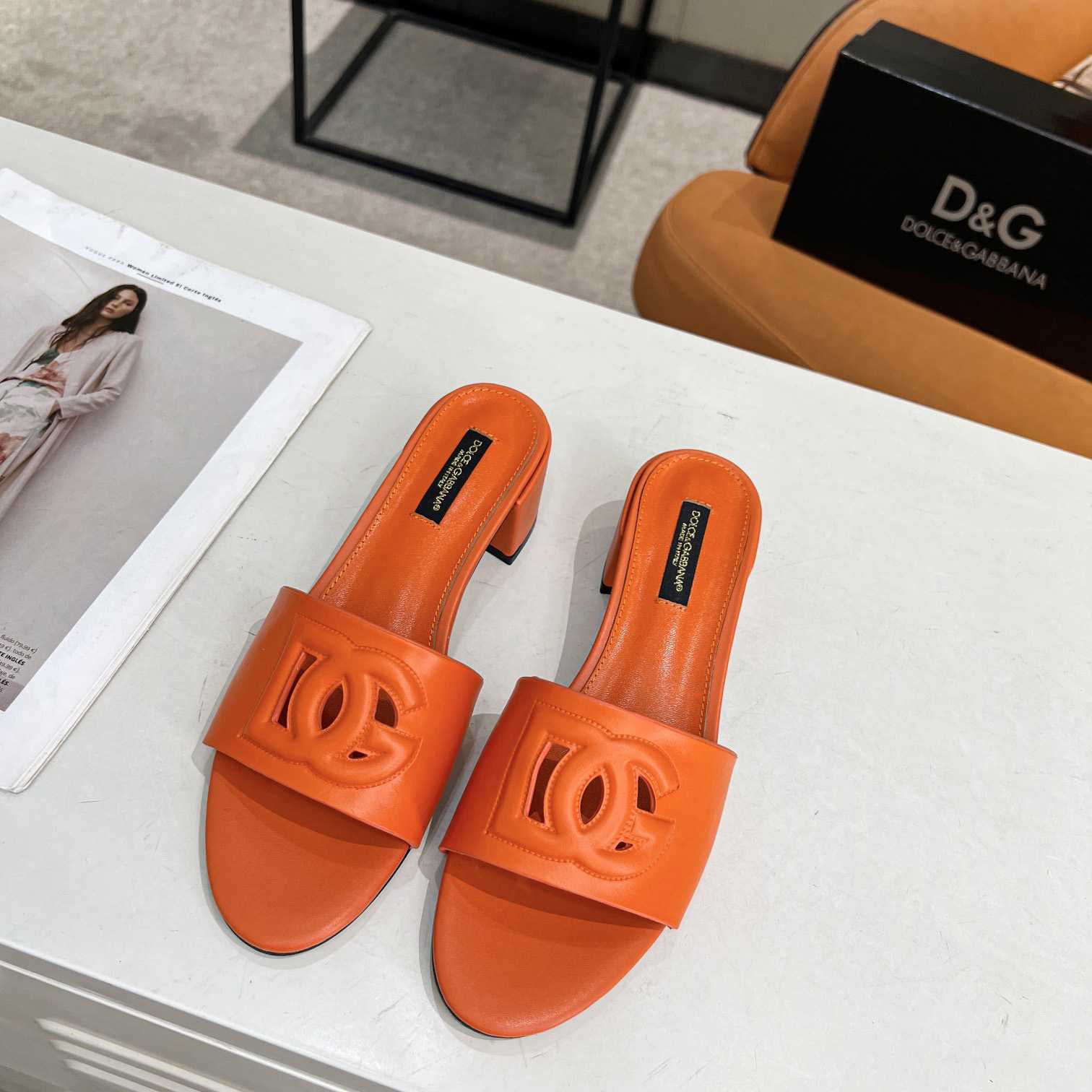 Dolce & Gabbana Calfskin Mules With DG Millennials Logo - DesignerGu