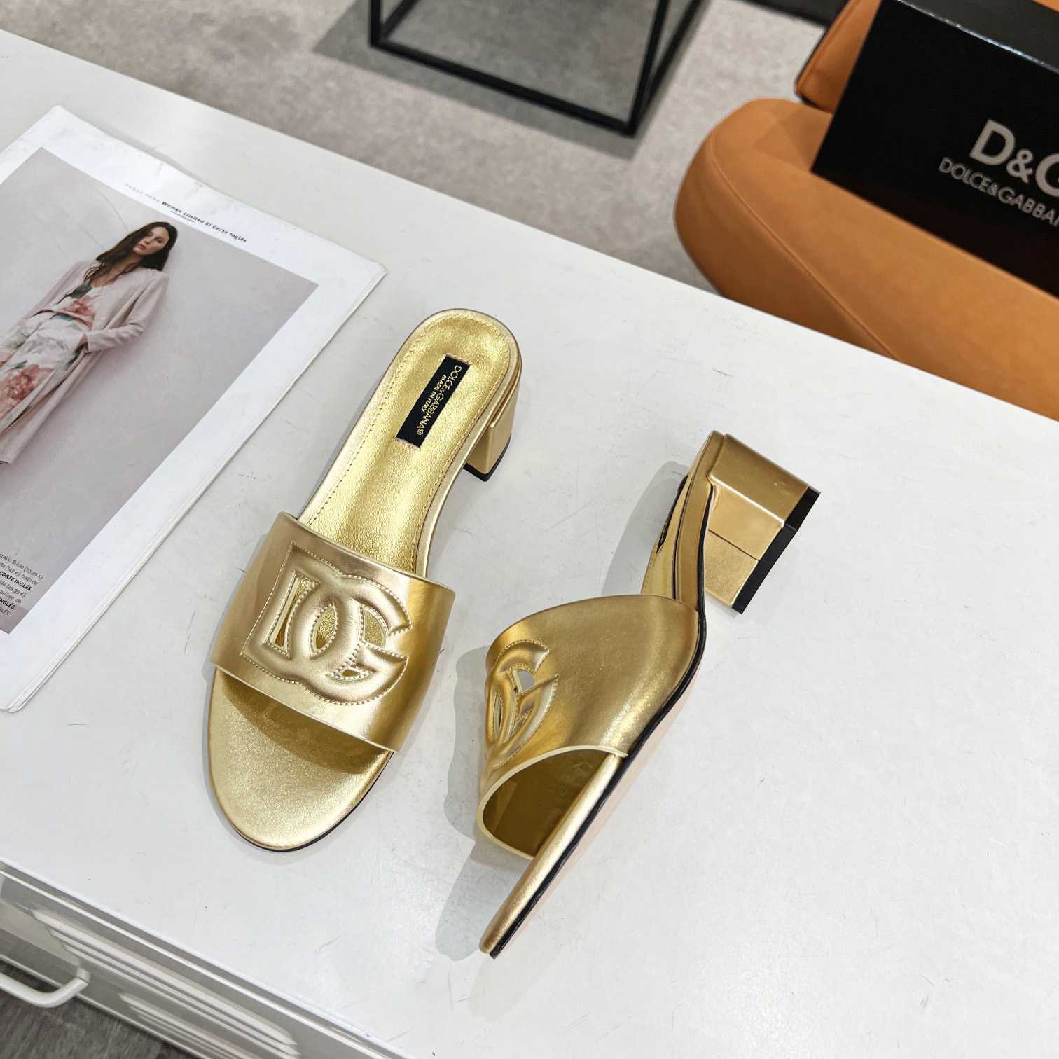 Dolce & Gabbana Calfskin Mules With DG Millennials Logo - DesignerGu