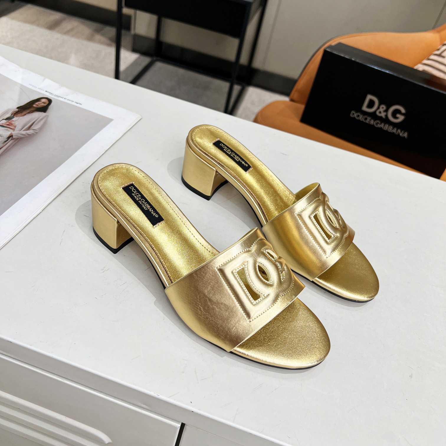 Dolce & Gabbana Calfskin Mules With DG Millennials Logo - DesignerGu