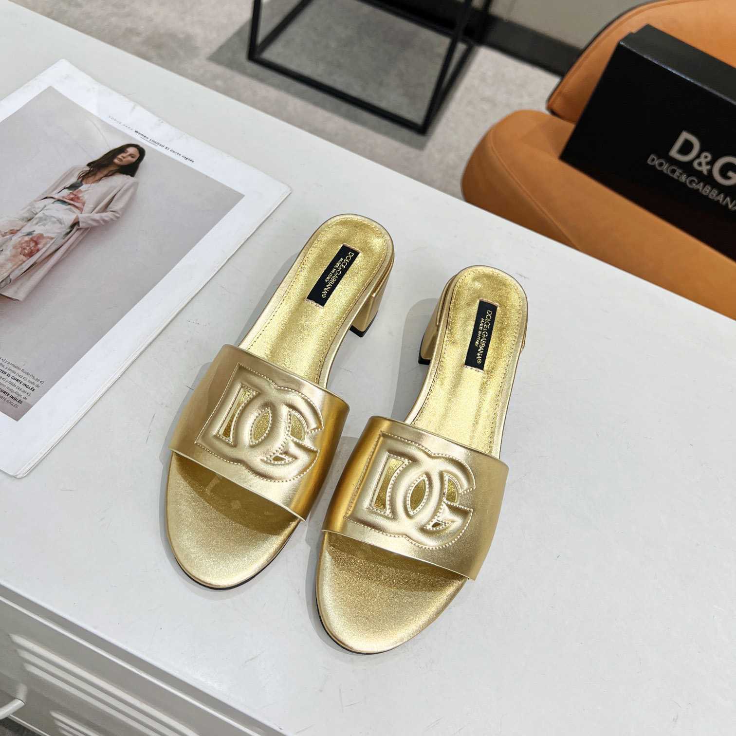 Dolce & Gabbana Calfskin Mules With DG Millennials Logo - DesignerGu