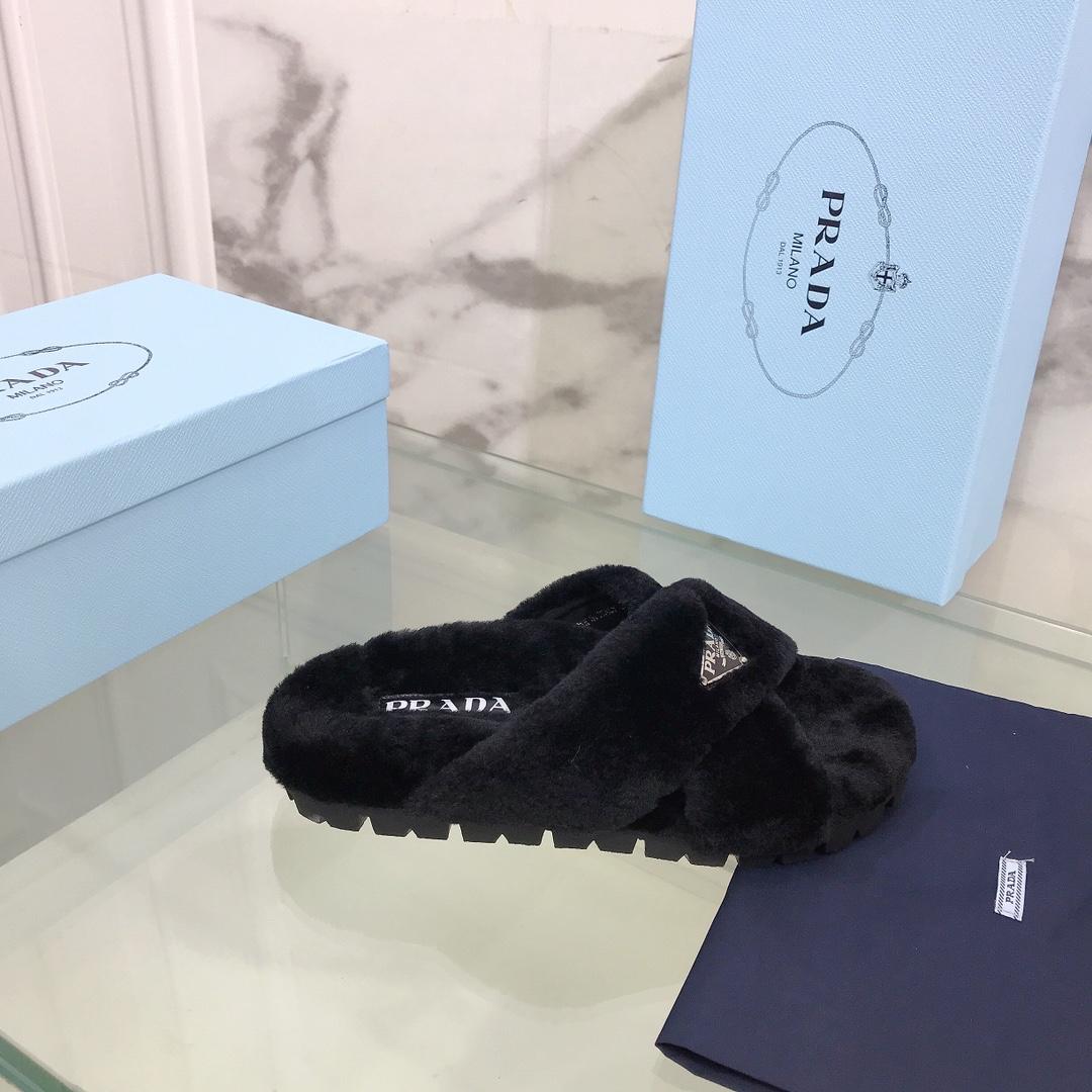 Prada Shearling Sandals - DesignerGu