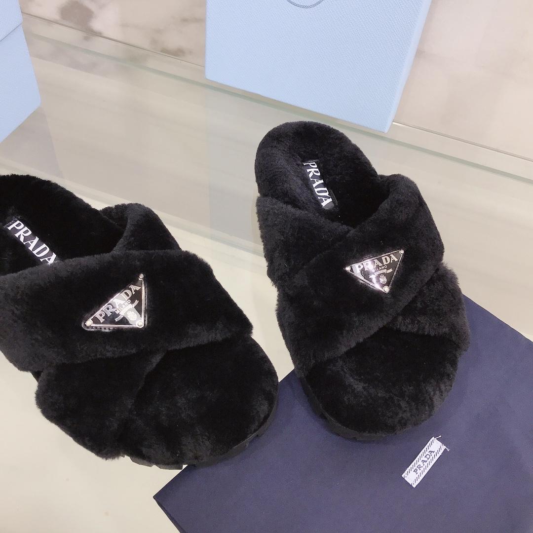 Prada Shearling Sandals - DesignerGu