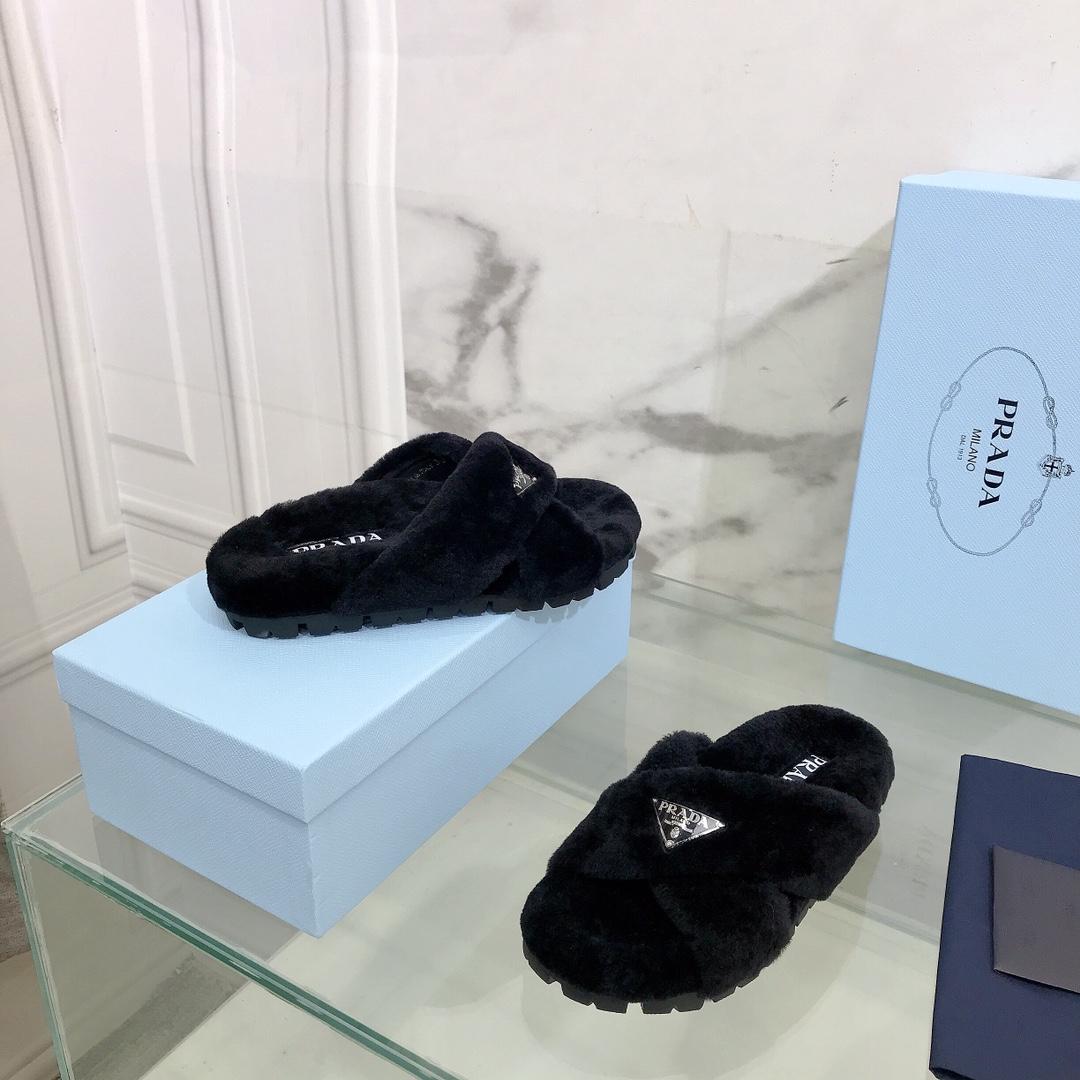 Prada Shearling Sandals - DesignerGu