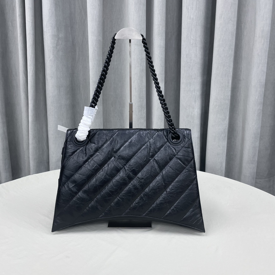 Balenciaga Women's Crush Large Chain Bag Quilted In Black(40-11-25cm) - DesignerGu