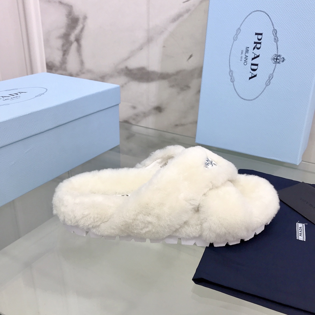 Prada Shearling Sandals - DesignerGu