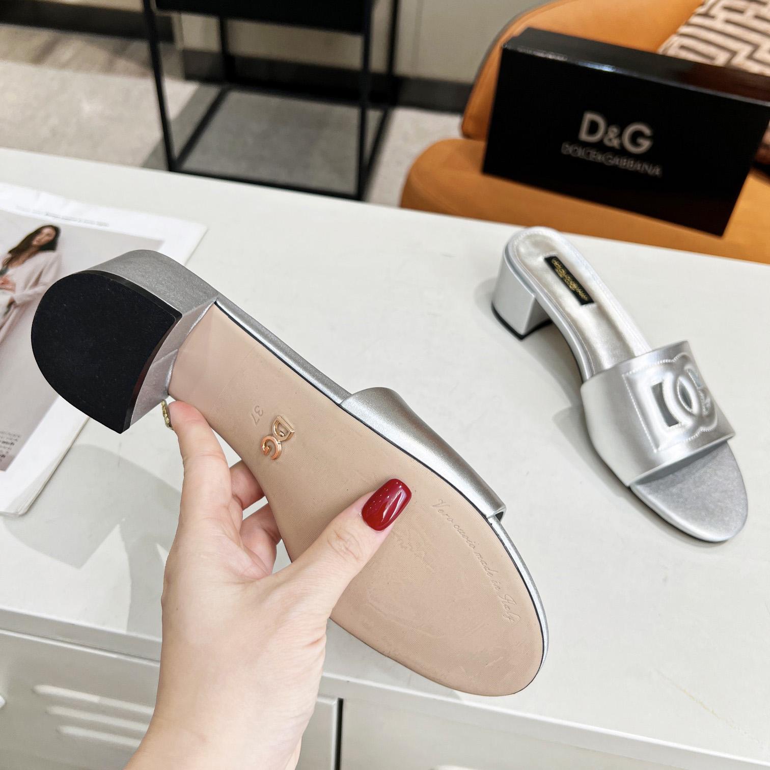 Dolce & Gabbana Calfskin Mules With DG Millennials Logo - DesignerGu