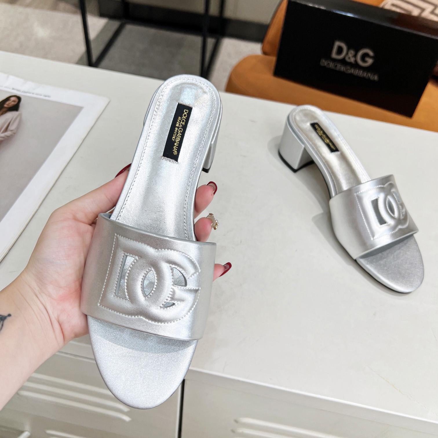 Dolce & Gabbana Calfskin Mules With DG Millennials Logo - DesignerGu