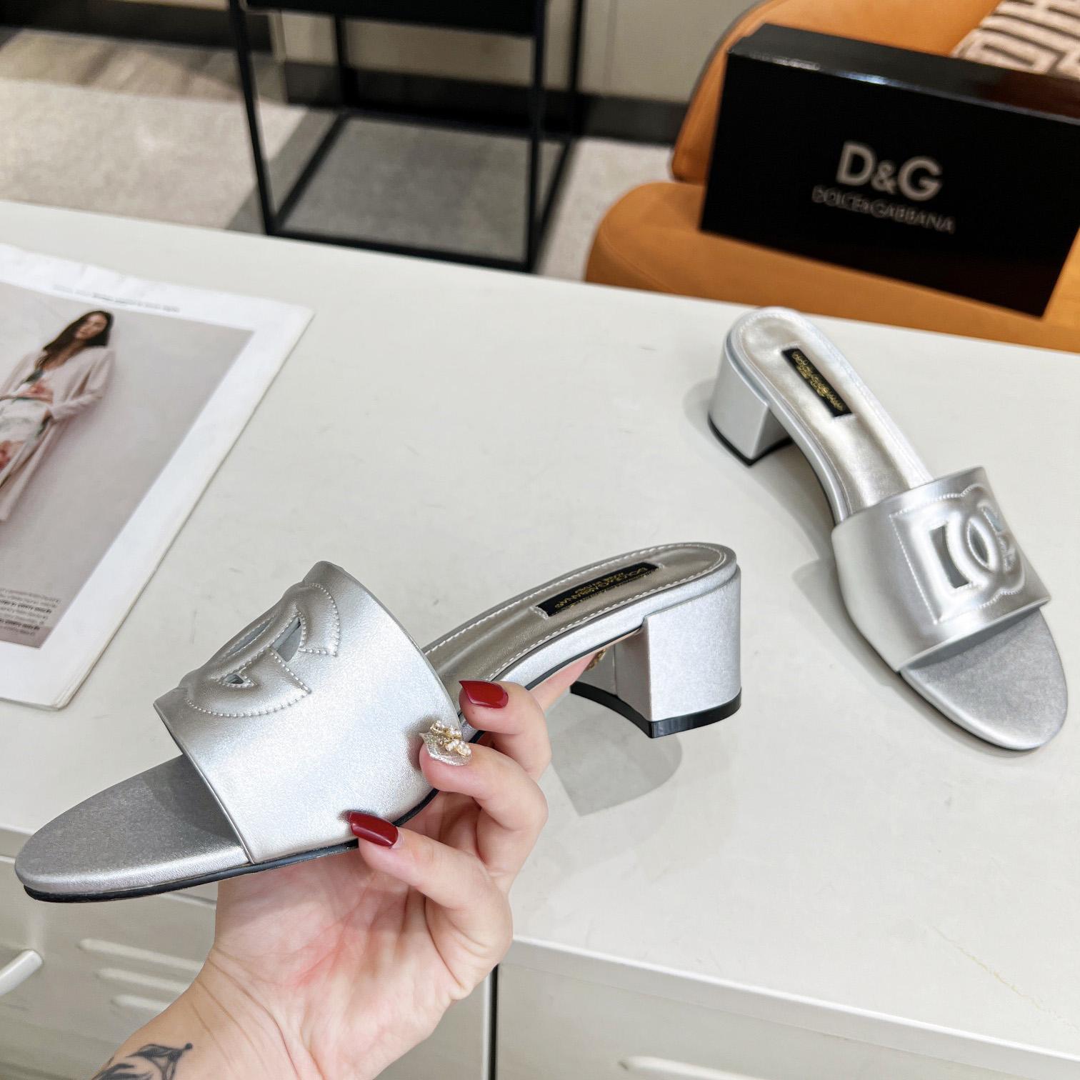 Dolce & Gabbana Calfskin Mules With DG Millennials Logo - DesignerGu