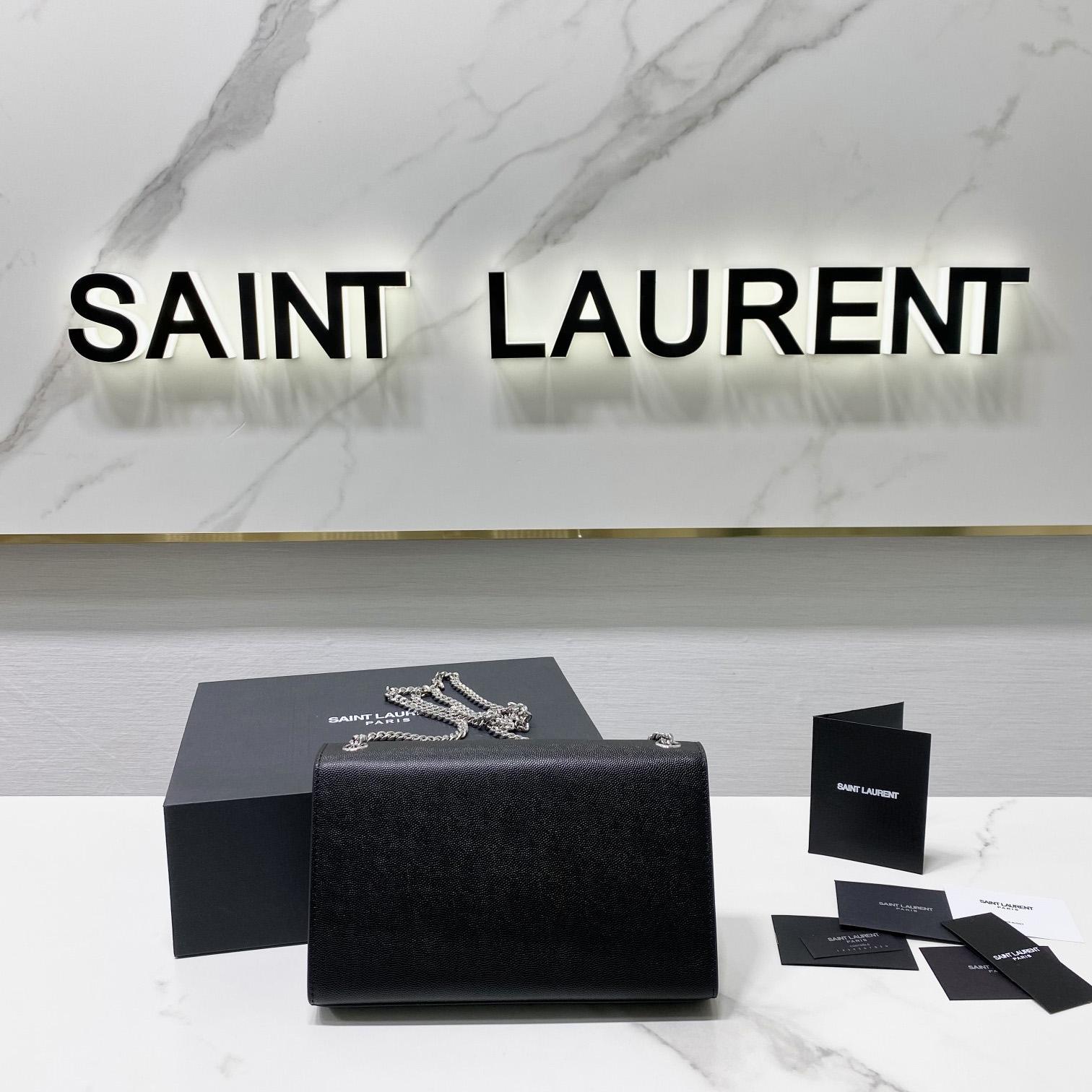 Saint Laurent Kate Medium Chain Bag In Grain De Poudre Embossed Leather - DesignerGu