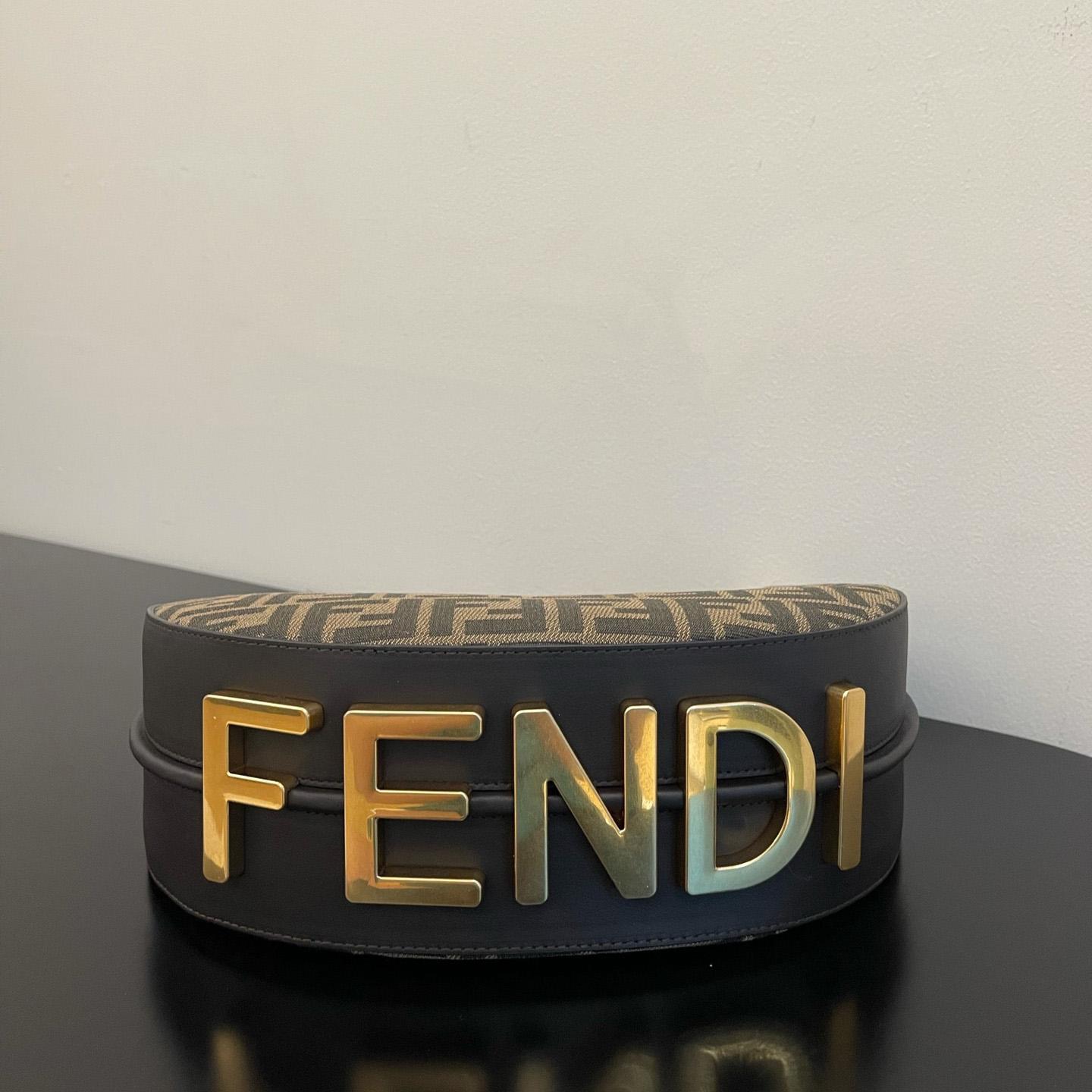 Fendi Fendigraphy Small Brown FF Fabric Bag(29x24.5x10cm) - DesignerGu