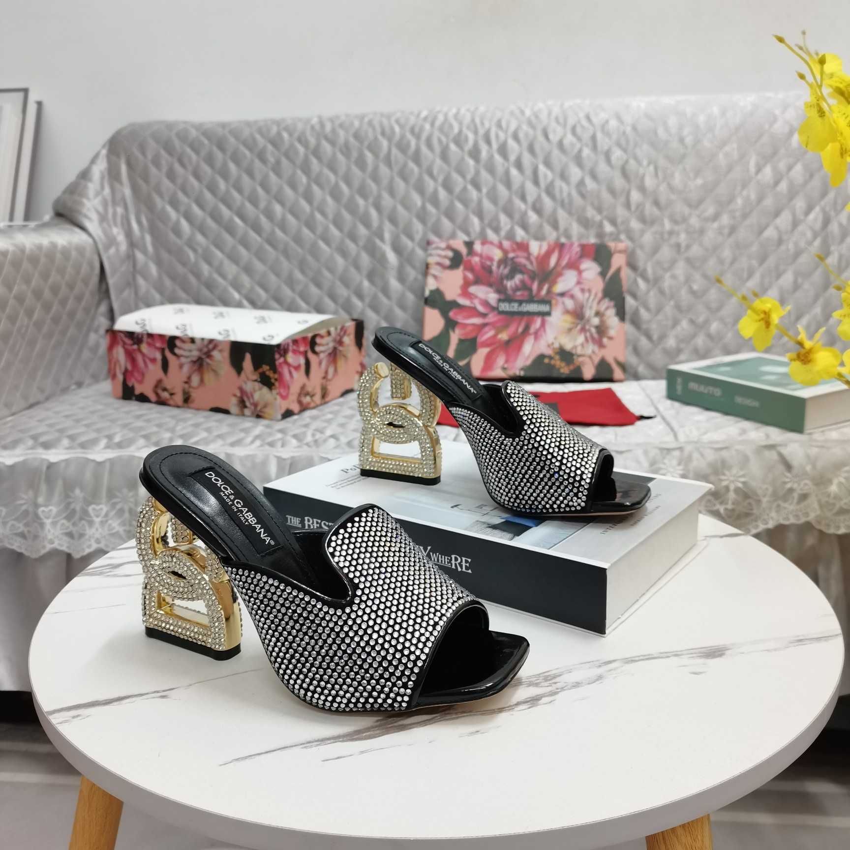 Dolce & Gabbana Mules With Fusible Rhinestone Detailing And DG Pop Heel - DesignerGu