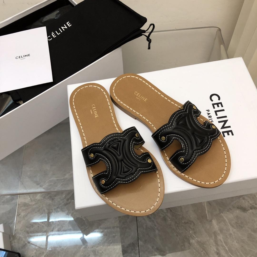 Celine Triomphe Mule In Calfskin - DesignerGu