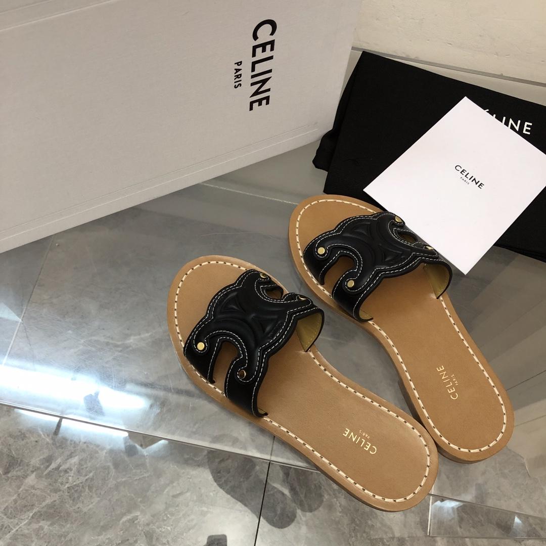 Celine Triomphe Mule In Calfskin - DesignerGu