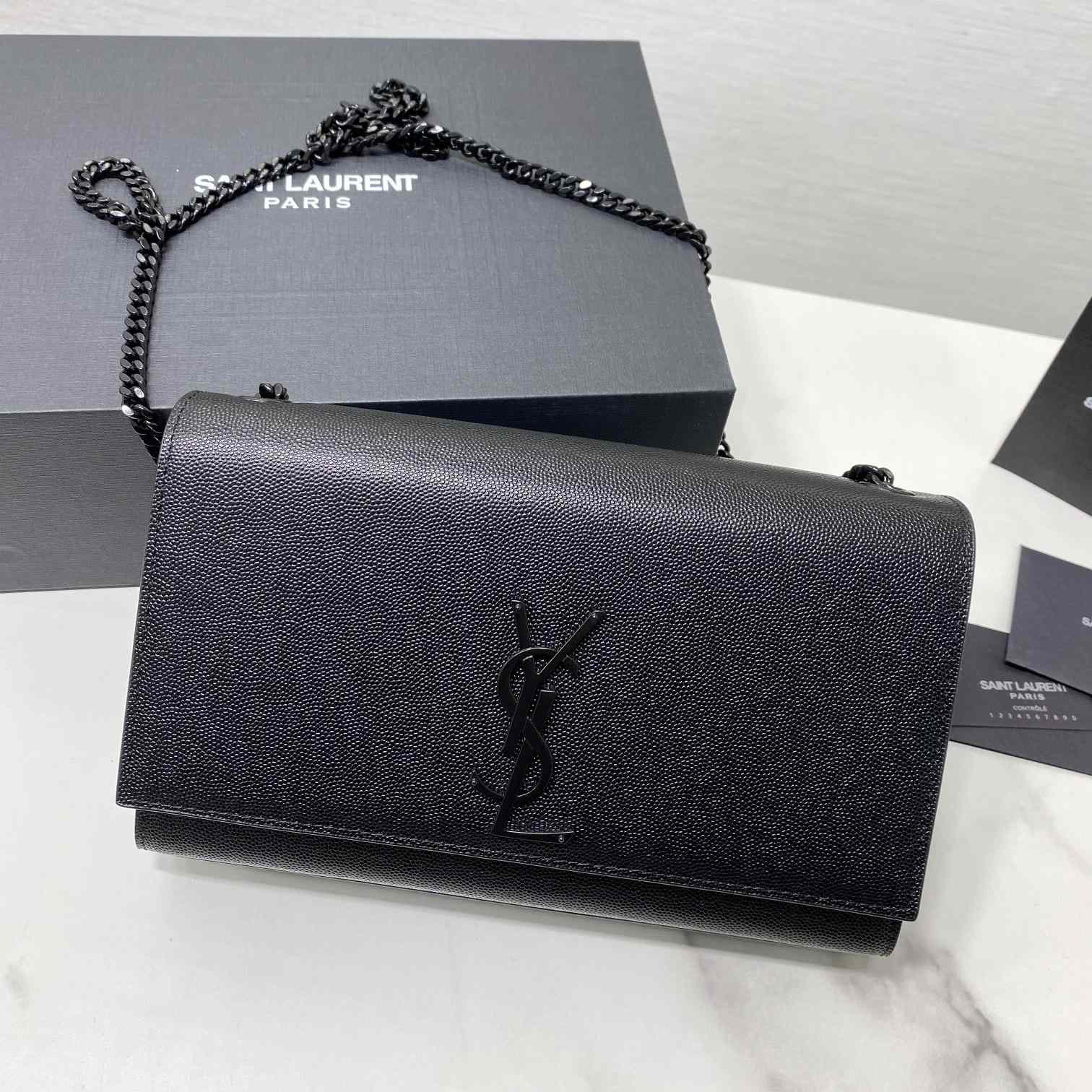 Saint Laurent Kate Medium Chain Bag In Grain De Poudre Embossed Leather - DesignerGu