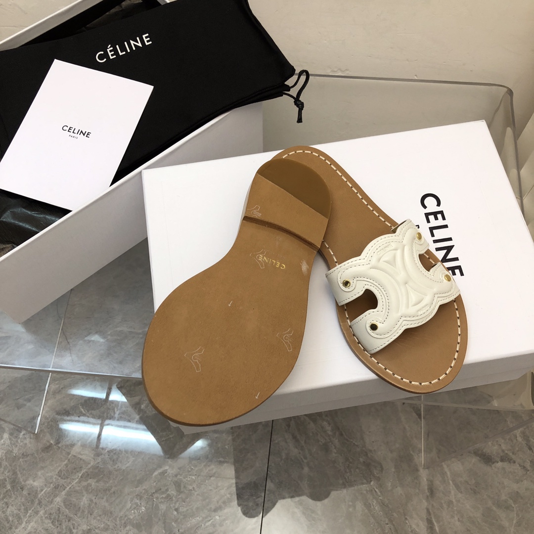 Celine Triomphe Mule In Calfskin - DesignerGu