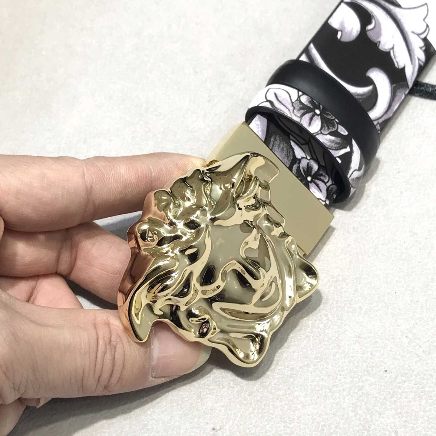 Versace La Medusa Silver Baroque Reversible Belt - DesignerGu