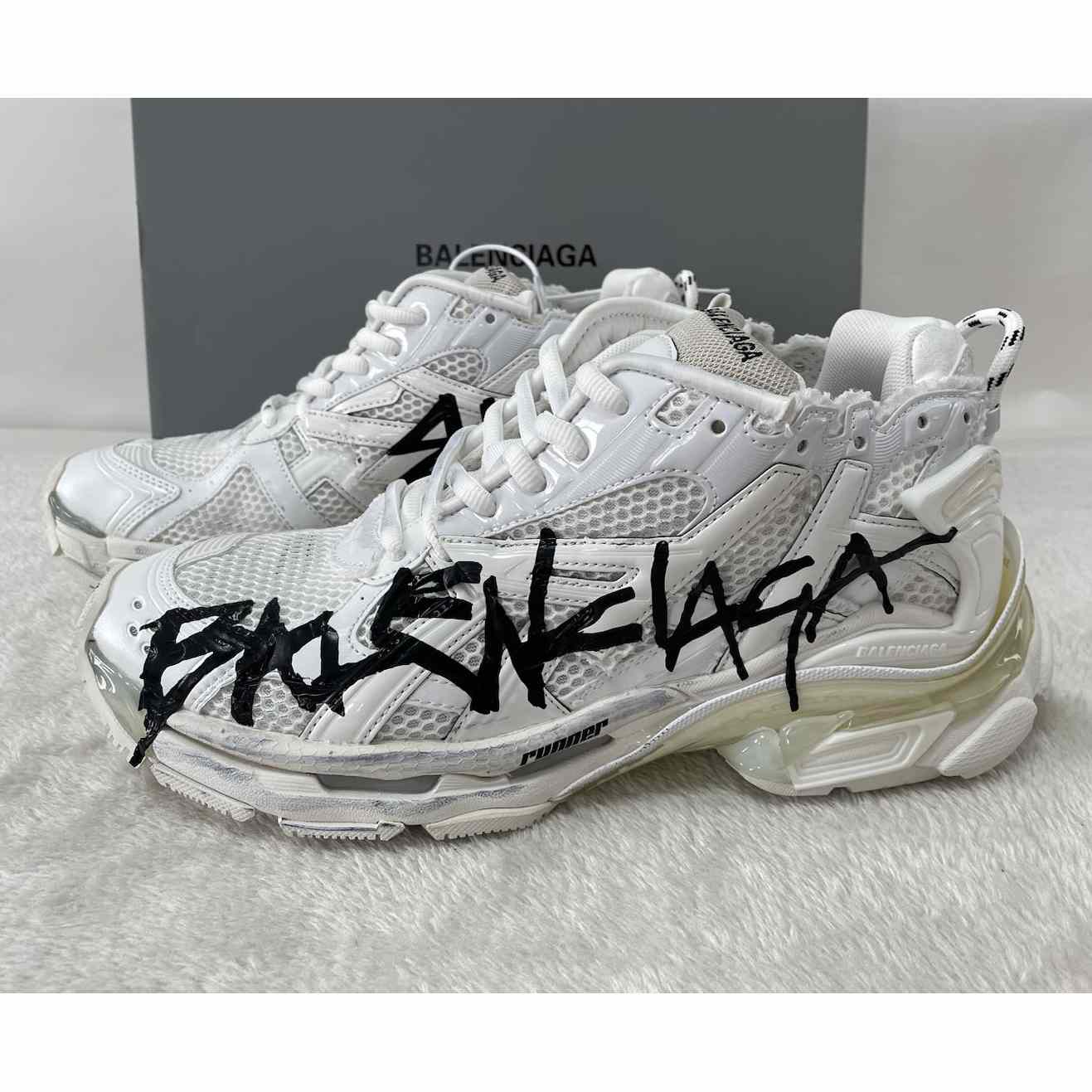 Balenciaga Runner Graffiti Sneaker In White - DesignerGu