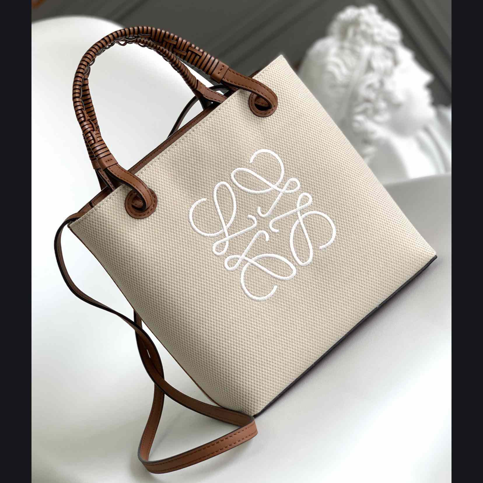 Loewe Mini Anagram Tote Bag In Jacquard And Calfskin - DesignerGu