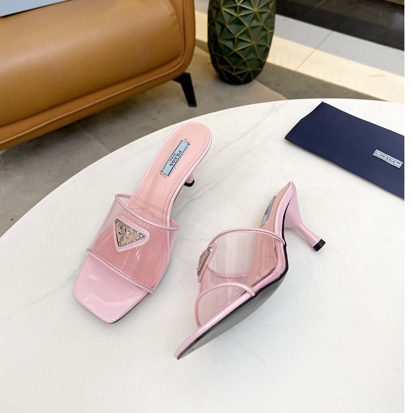 Prada Plexiglas And Patent Leather Sandals - DesignerGu