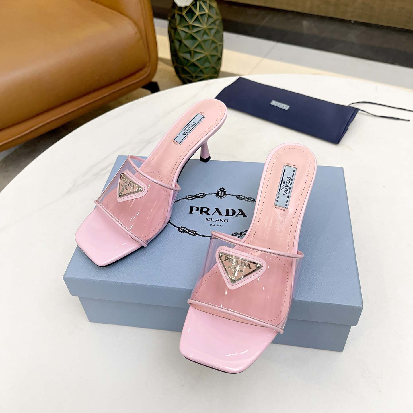 Prada Plexiglas And Patent Leather Sandals - DesignerGu