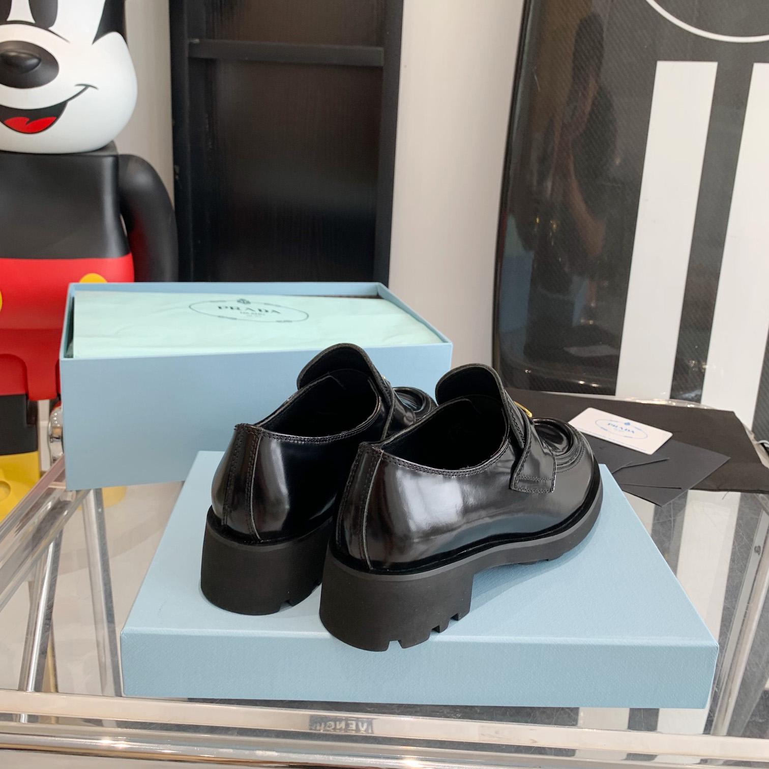 Prada Chocolate Brushed Leather Loafers - DesignerGu