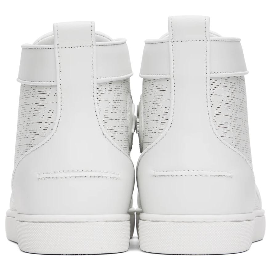 Christian Louboutin High-Top Sneakers - Perforated Calf Leather Techno CL And Nappa Leather - Bianco - DesignerGu