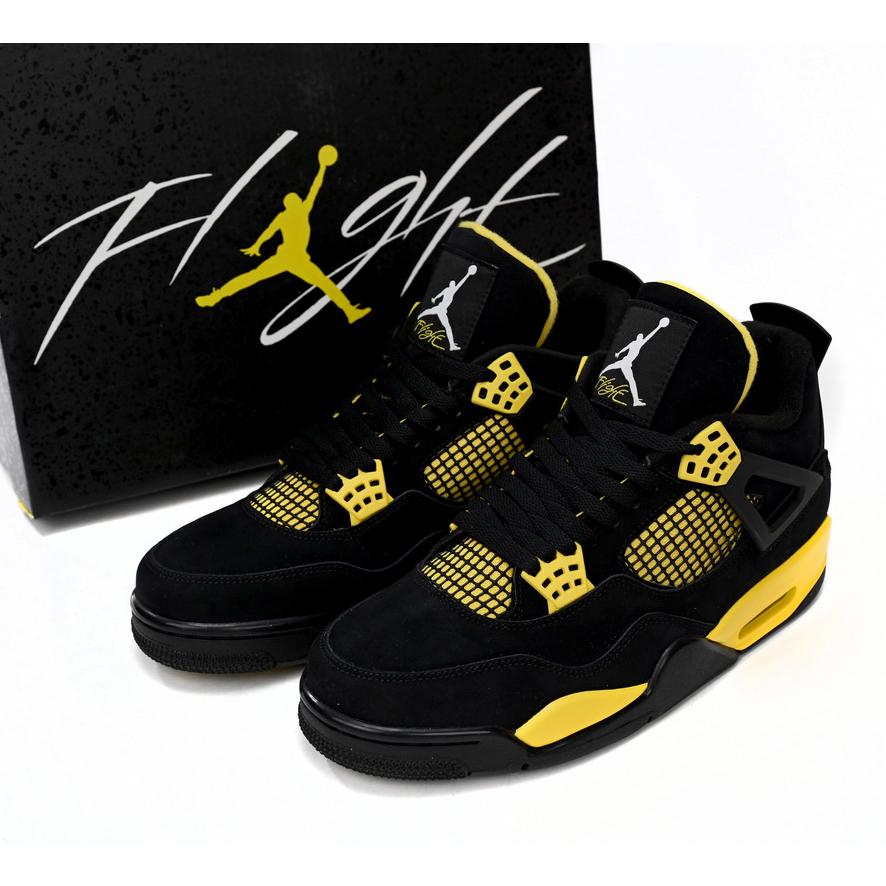 Jordan Air 4 Retro "Thunder" Black/White-Tour Yellow 308497-008 - DesignerGu