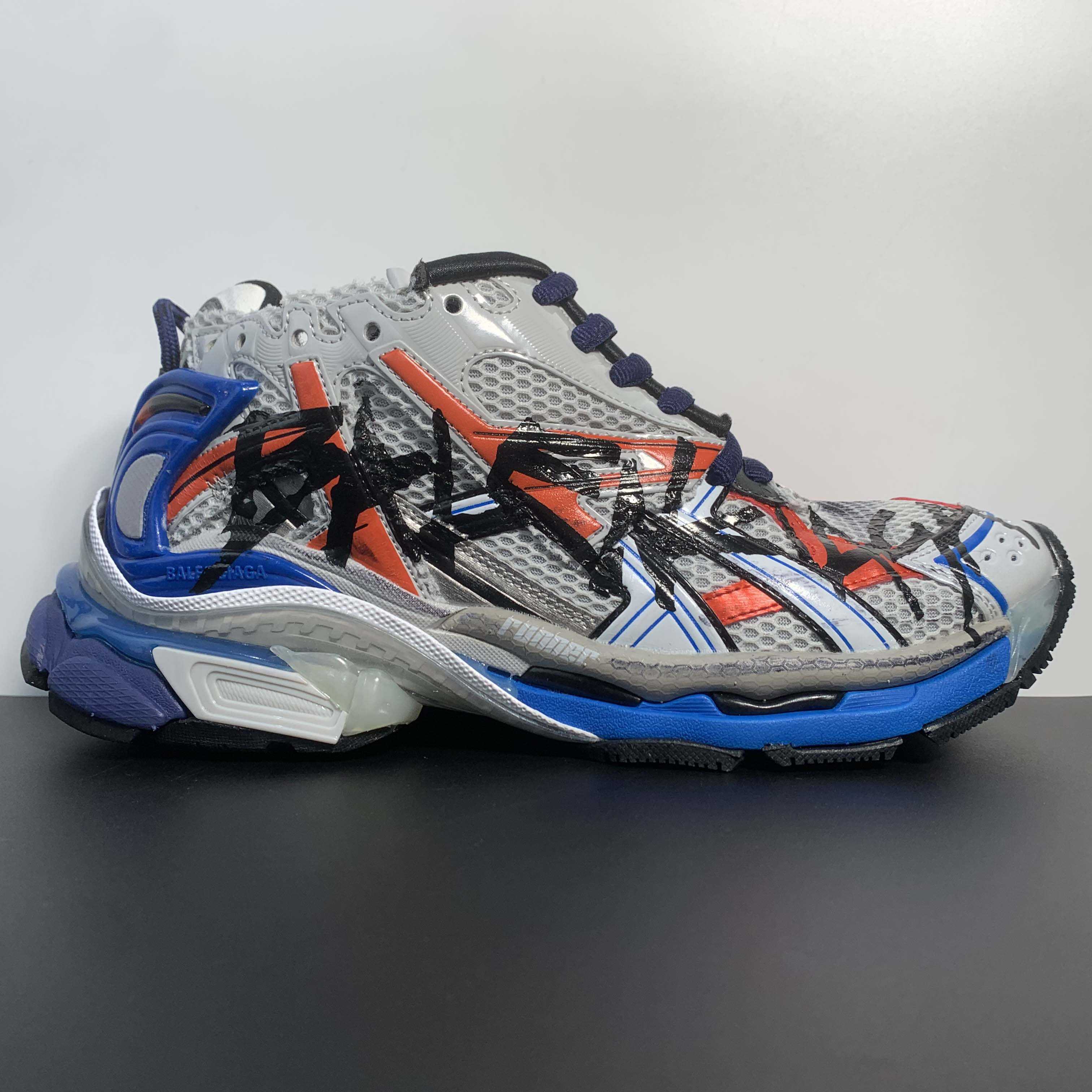 Balenciaga Runner Graffiti Sneaker In Blue - DesignerGu