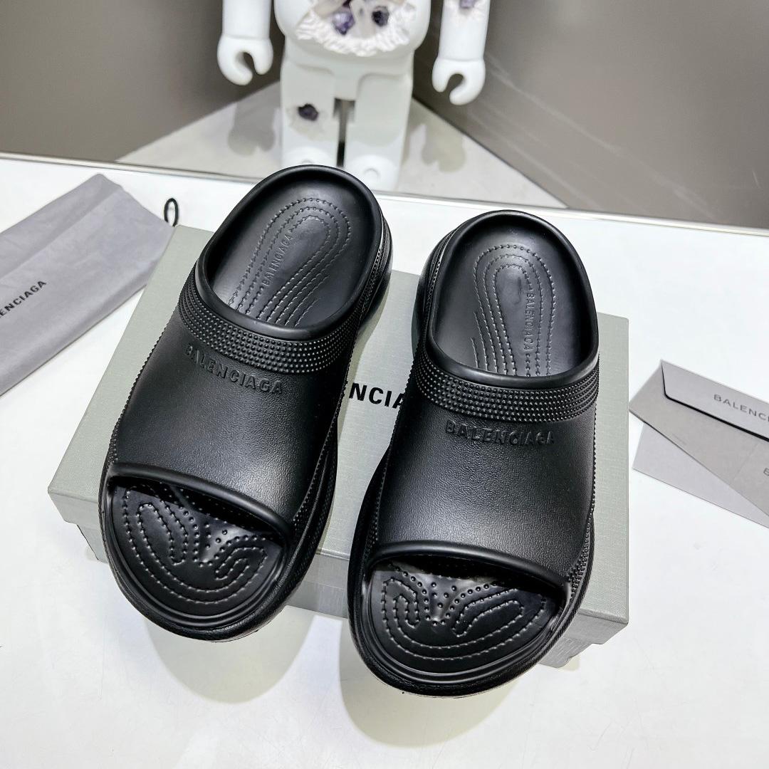 Balenciaga Women's Pool Crocs™ Slide Sandal In Black  - DesignerGu