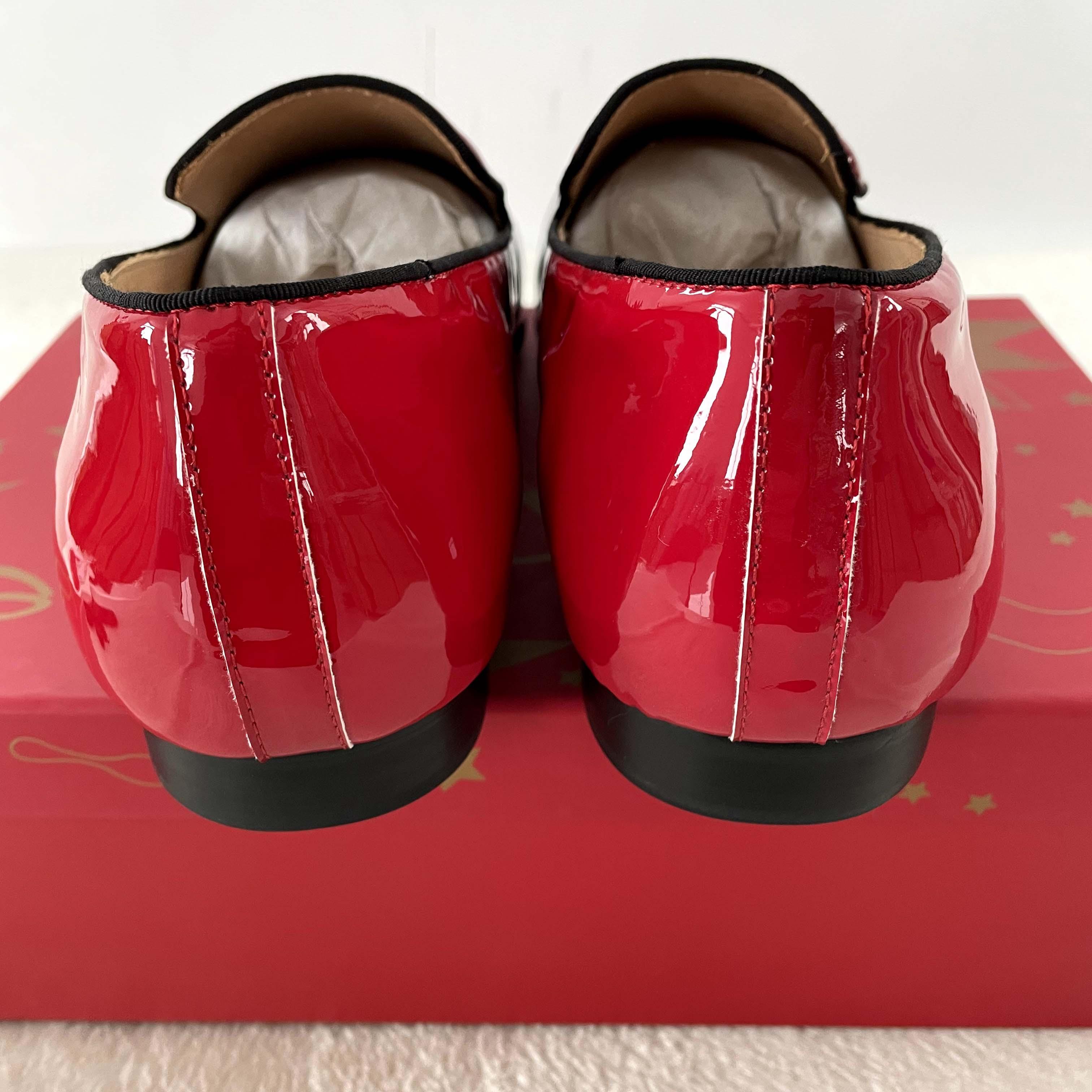 Christian Louboutin Black Red Patent leather Loafers Dress Shoes - DesignerGu