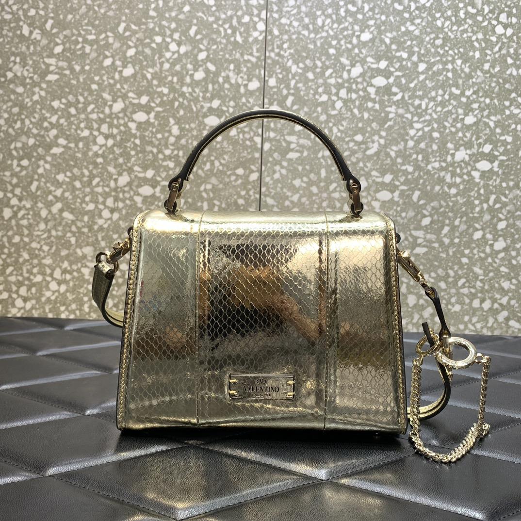 Valenti Small Vsling Metallic Ayers Leather Handbag  - DesignerGu