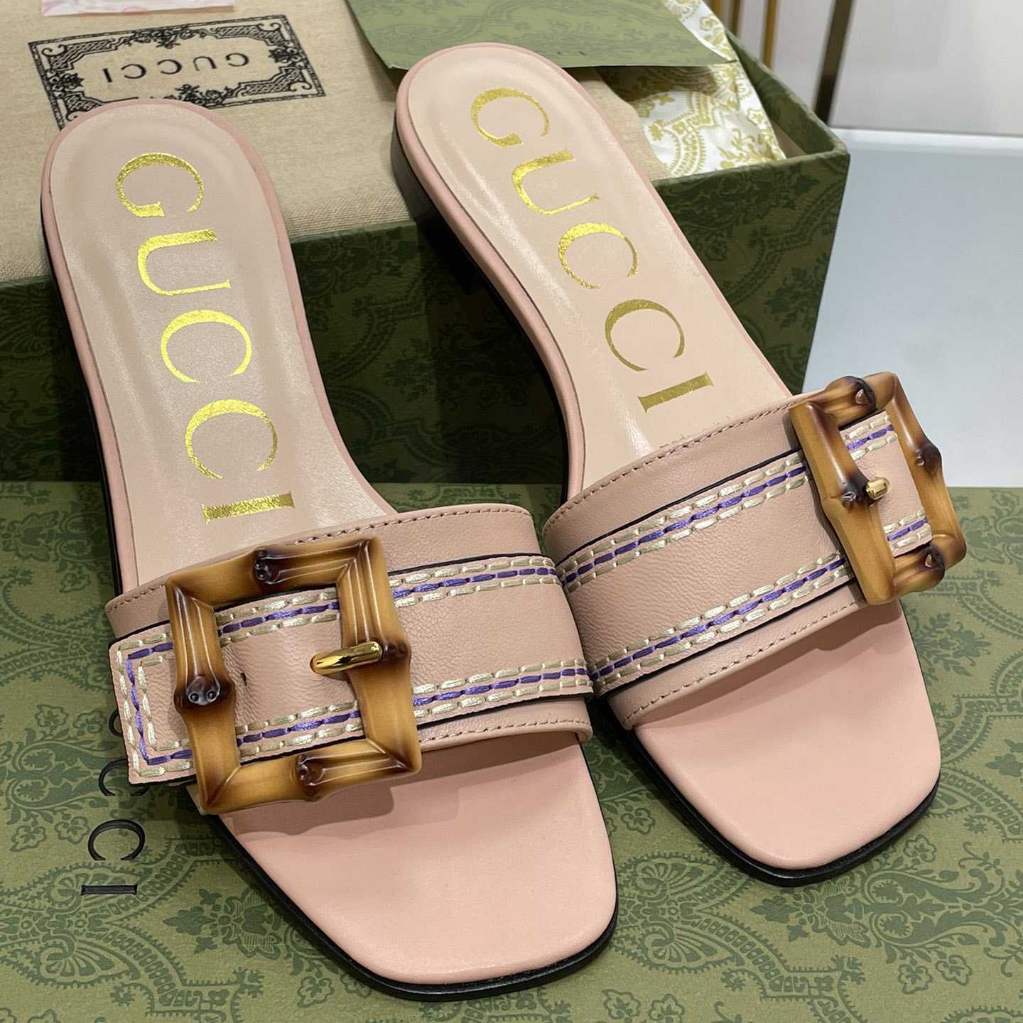 Gucci Women's Slide Sandal With Bamboo Buckle - DesignerGu