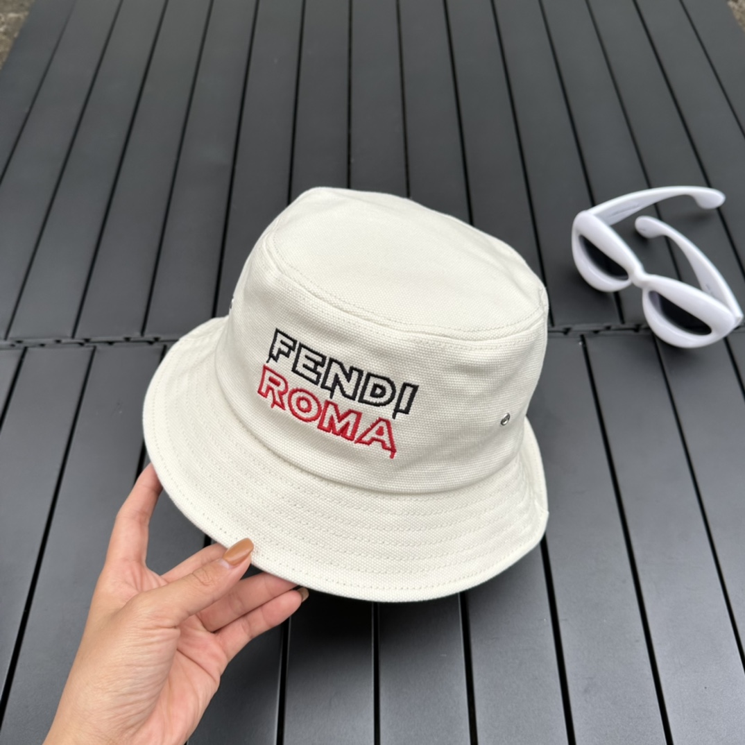 Fendi Lunar New Year Capsule White Fabric Bucket Hat - DesignerGu